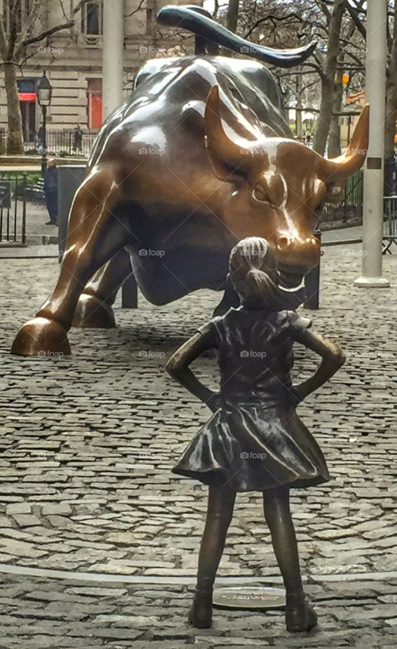 Fearless Girl vs. Wall Street bull 