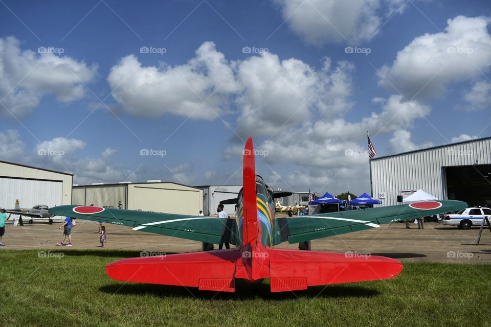 Red Vertical and Horizontal Stabilizer of an Airplane