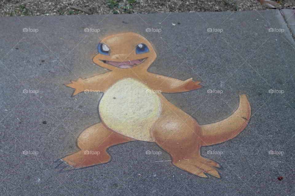 Pokemon game chalk art