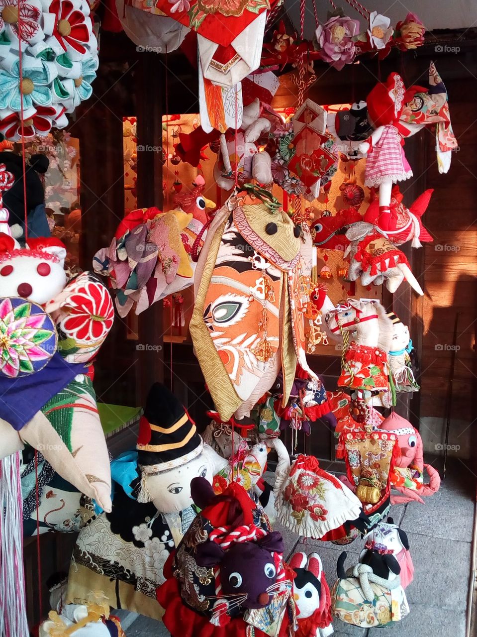 Huge Sagemon decorations depicting a cicada and other animals.