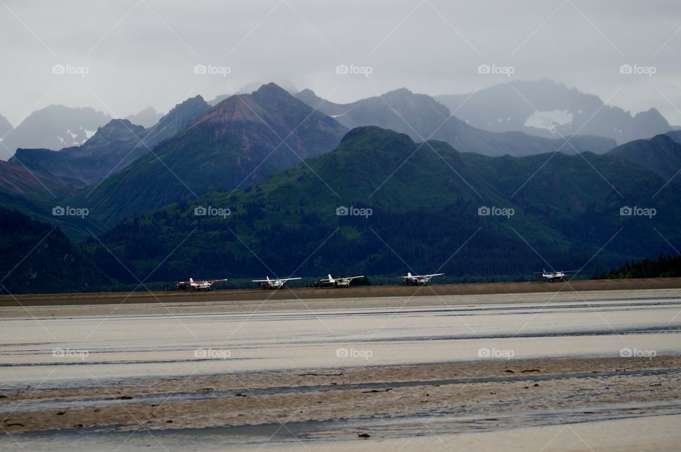 Planes parked at Lake Clark