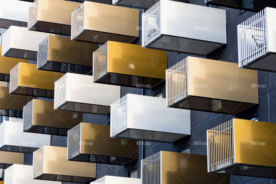 Rectangles , balconies in different colors 