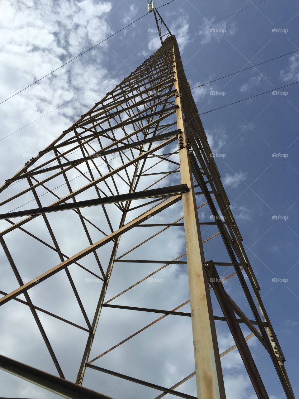 Low angle view of electricity pylon