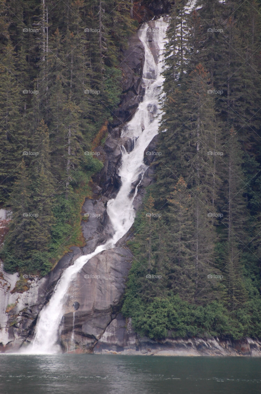 alaska mountain trees waterfall by cwassi