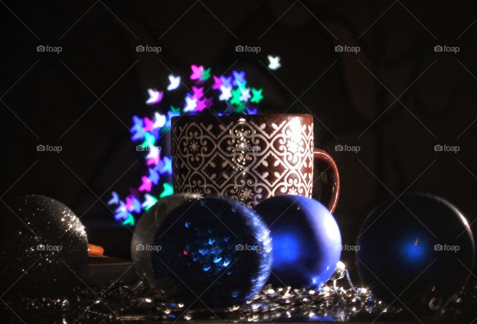 light star from coffee mug/ cup- vintage effect