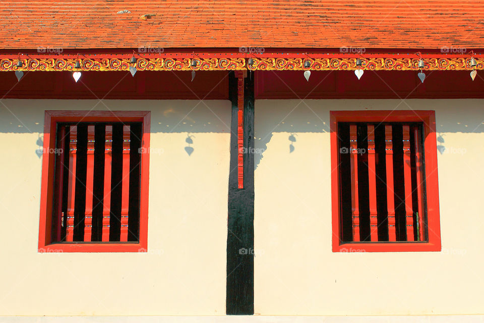 Beautiful windows from Thai temple in Thailand.