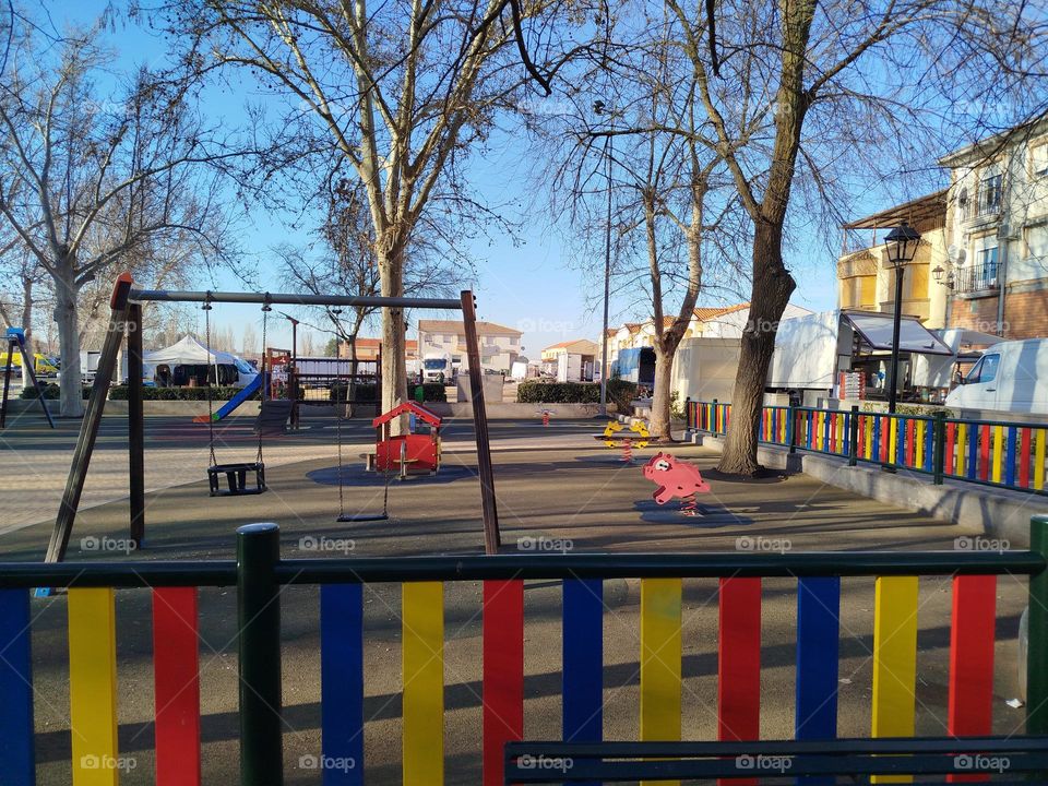 beautiful decorative park fence with play of colors