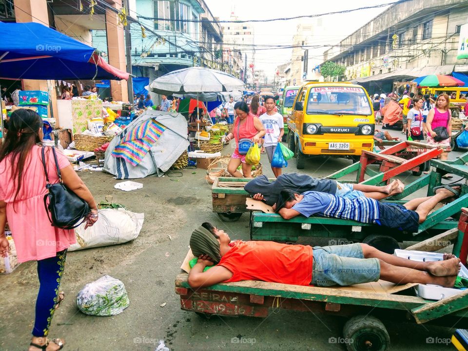 sleeping in the market