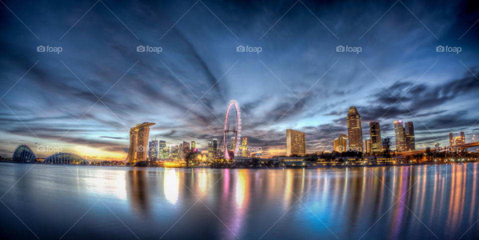 singapore blue skyline colorful by paulcowell