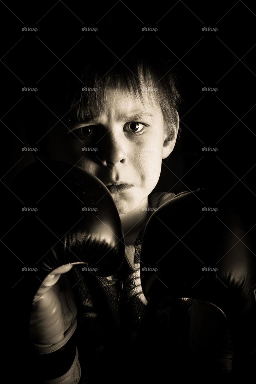 portrait of my son before a fight