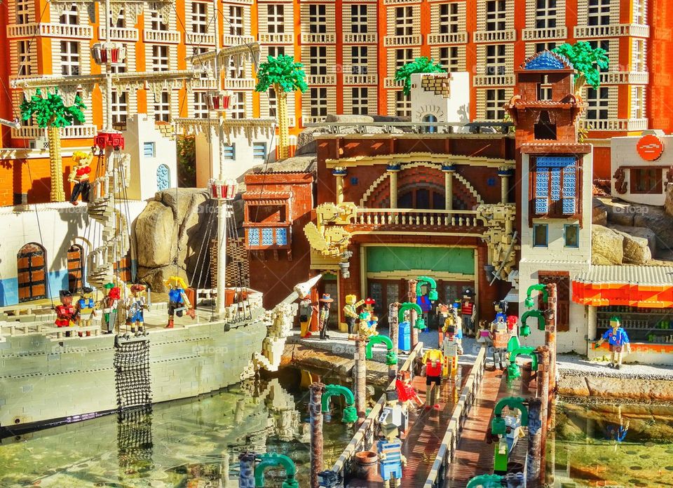 Las Vegas Lego Diorama. Plastic Scene Of Las Vegas Attractions