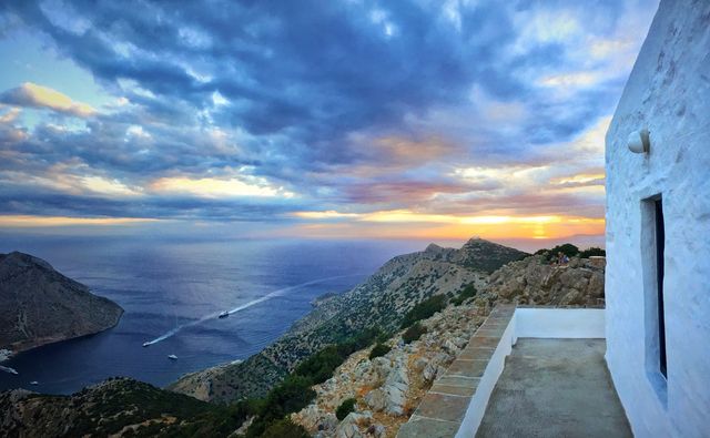 An amazing sunset on the island of Sifnos, in Kyklades, Greece. An unforgettable moment 