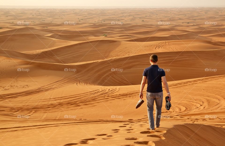 Man in desert . Man alone in desert 