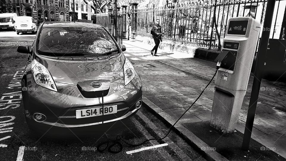 Car. Electric car charging