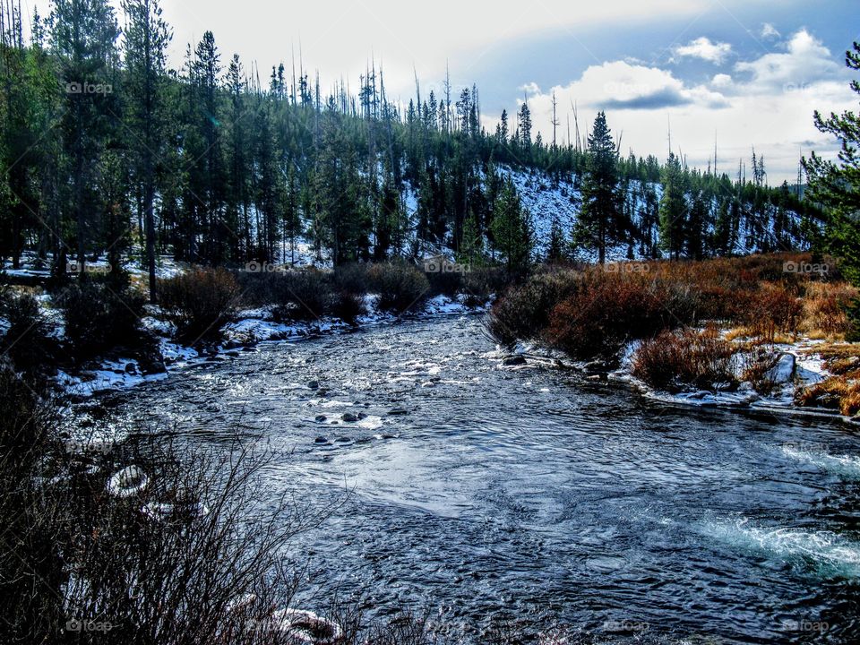 Colorful Cold Winter River Bend "Frozen in Time"