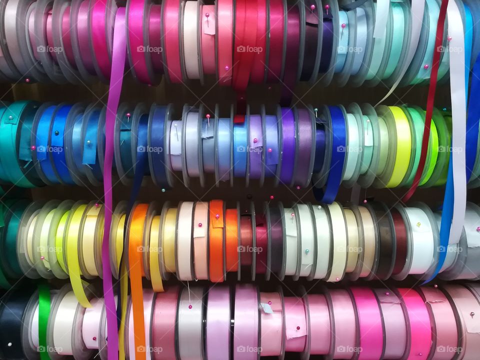 Colourful ribbons in the row.