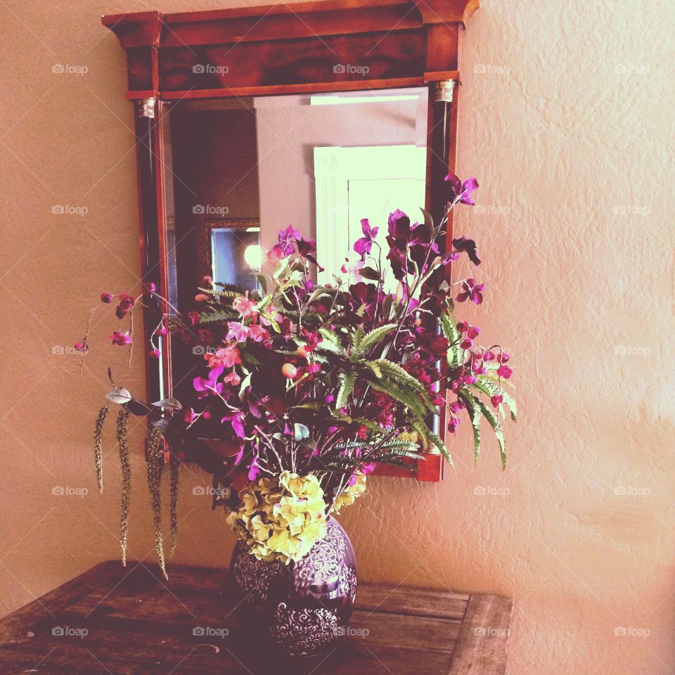 Flowers on table. Festive flowers