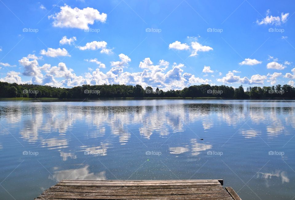 beautiful sunny day at the lake in polish countryside