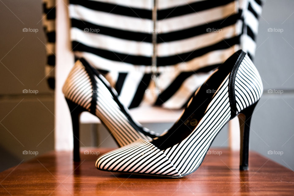 Black and white fashionable high heels