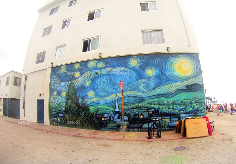 Venice beach wall art mural, Van Gogh Starry Starry Night