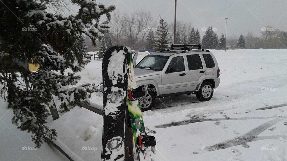 Winter fun snowboarding