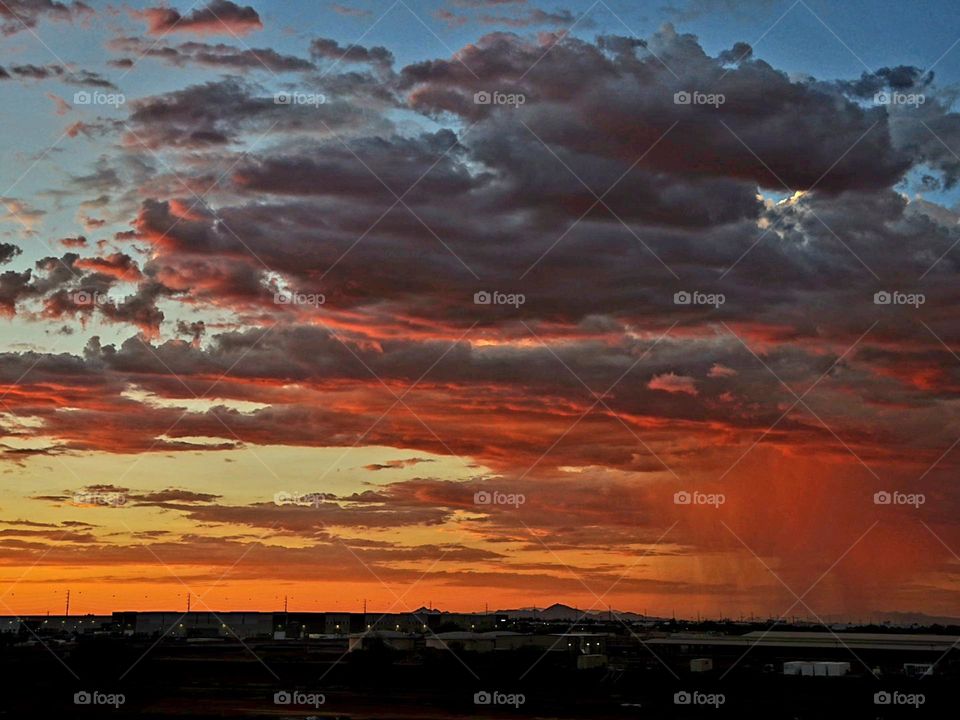 A isolated downpour from a monsoon storm as it rolls into the Phoenix Arizona valley