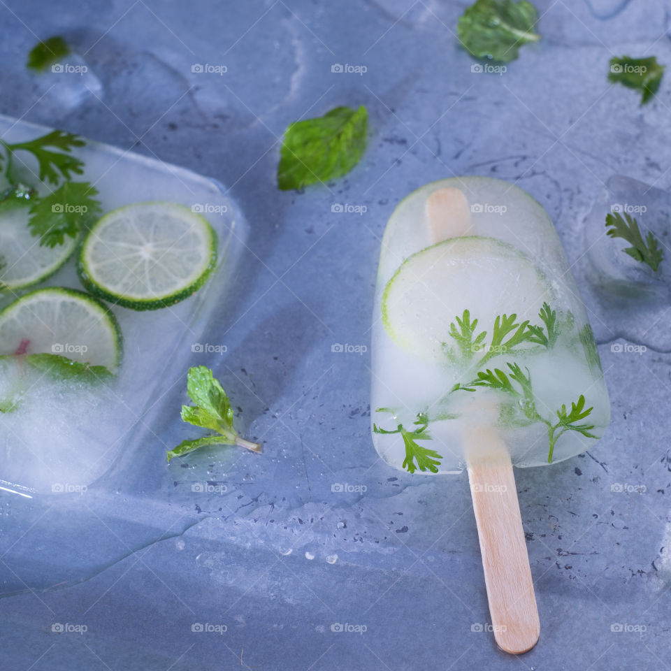 Close-up of lime ice lolly