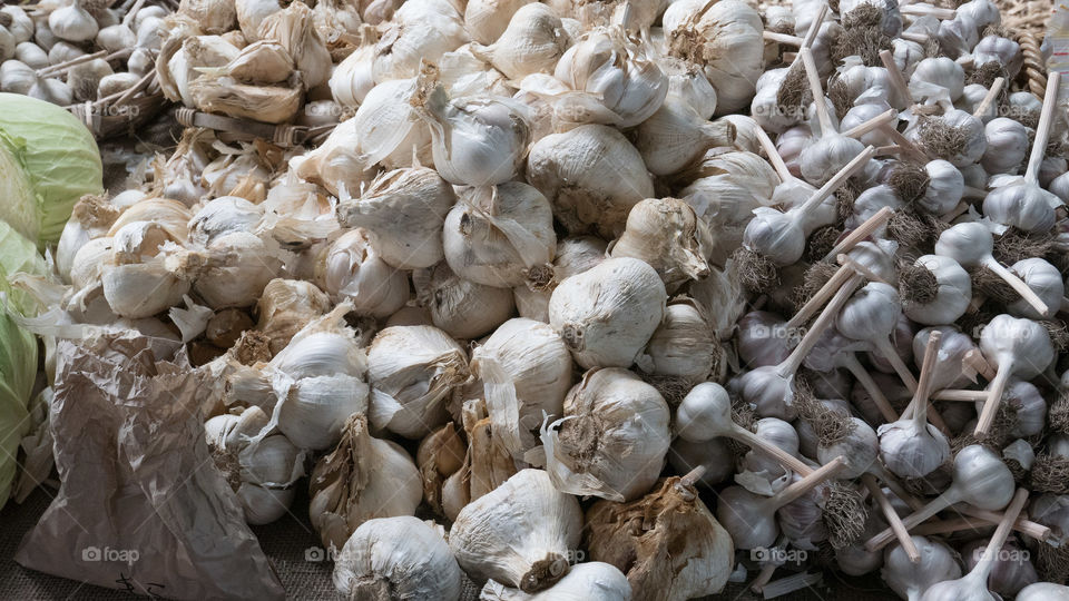 Close-up of garlic at market