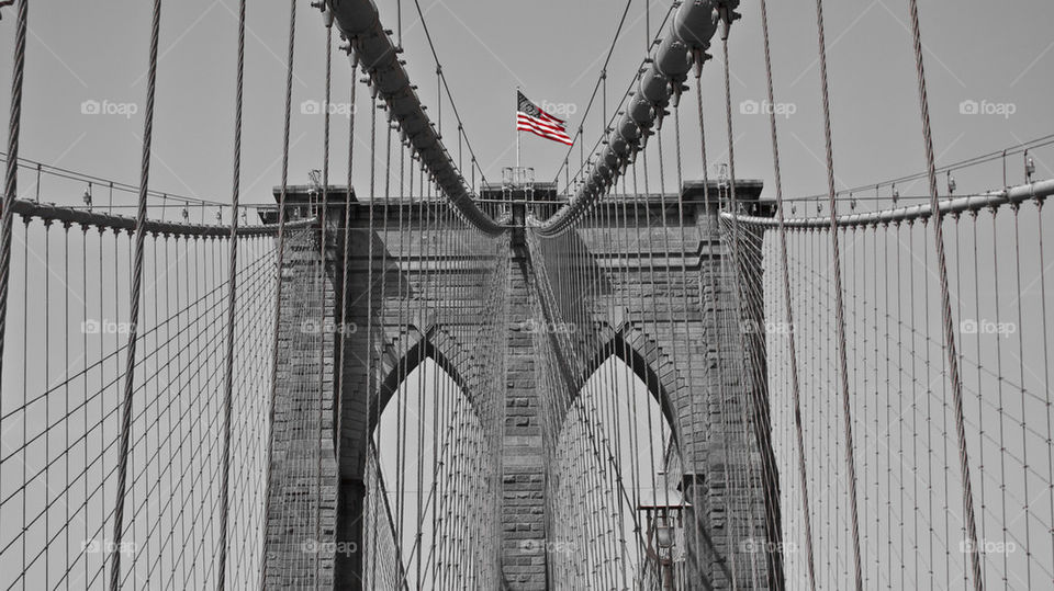 newyork bridge stone flag by nautiflyer