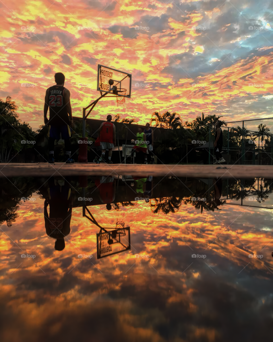 3 on 3 game in the dusk