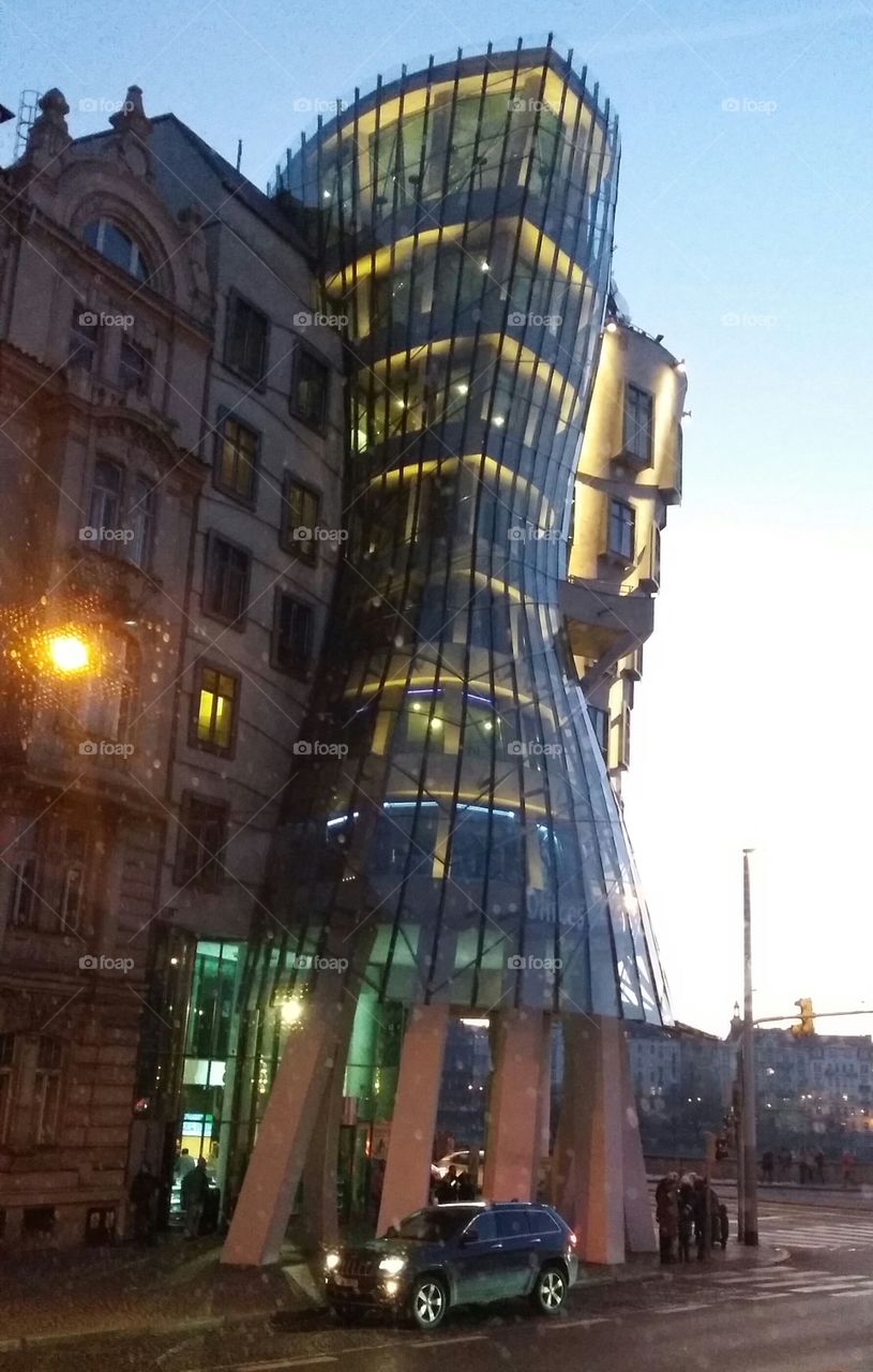 Dancing house by night