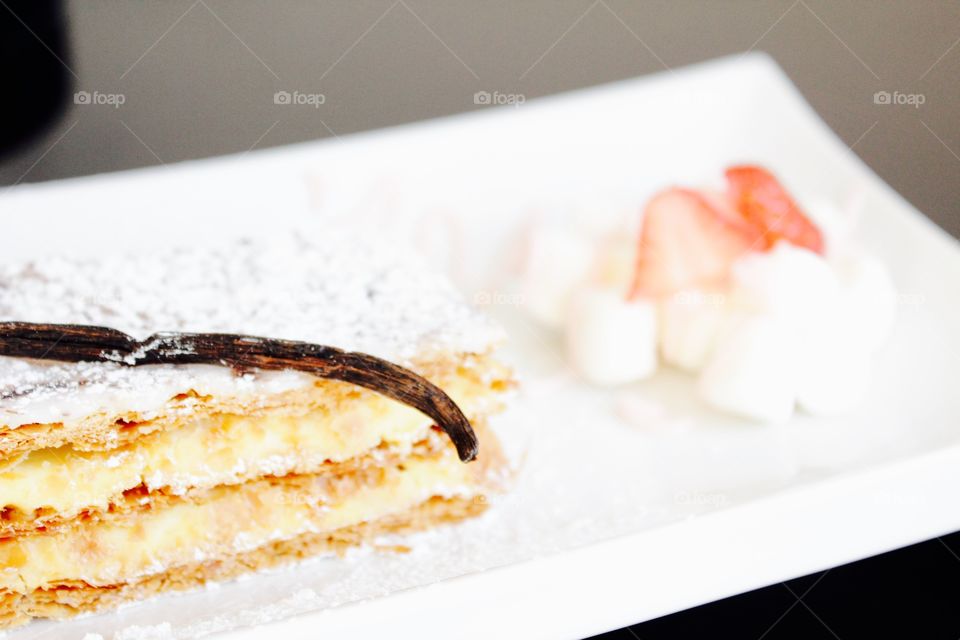 Close-up of mille feuille