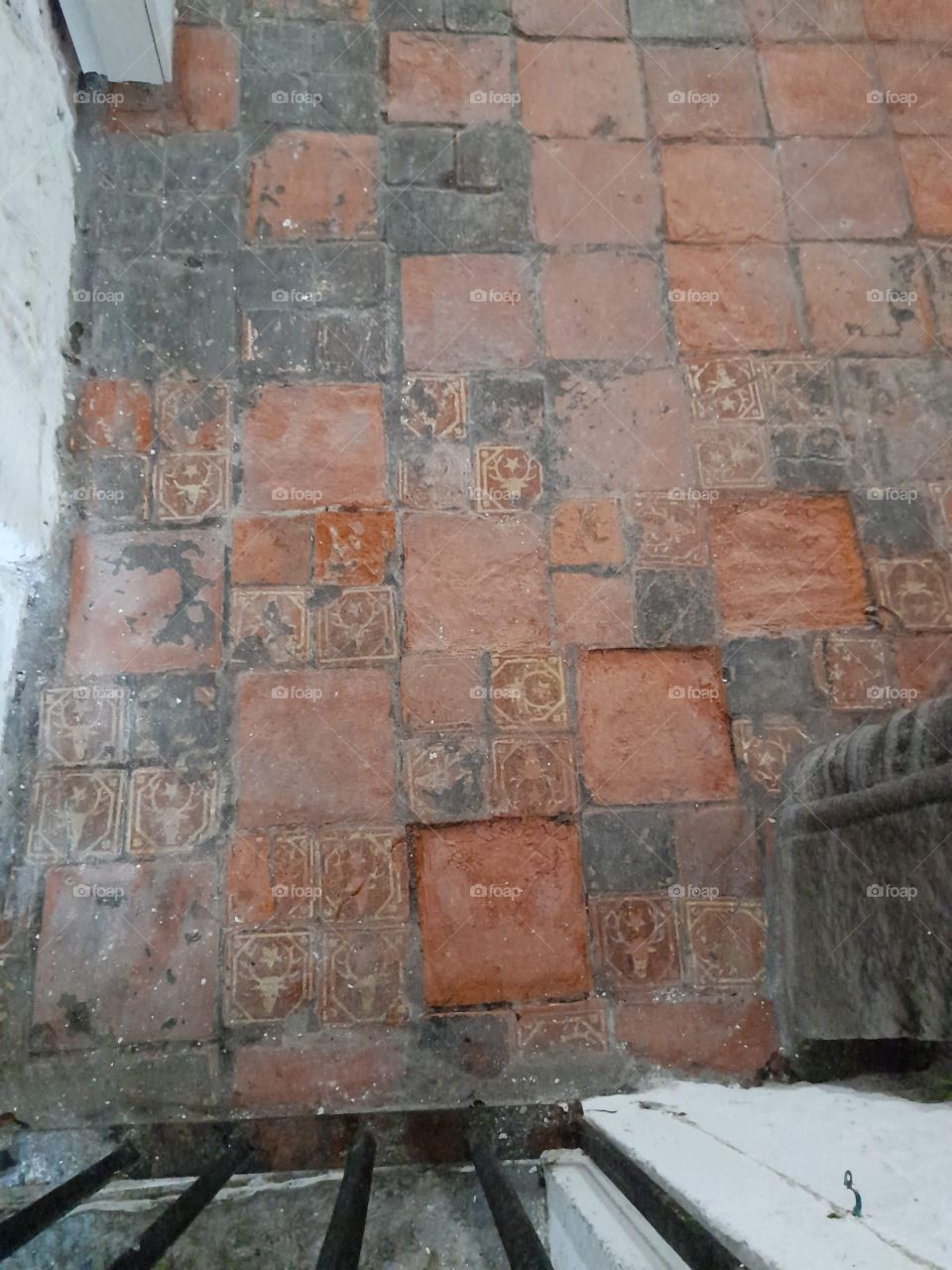 Irish castle, stag tiles, terracotta