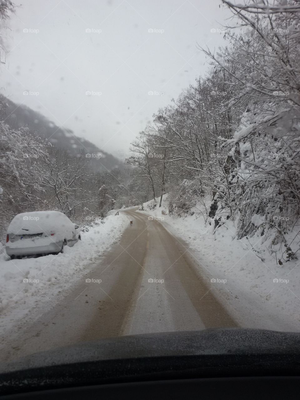 Winter road covered with snow