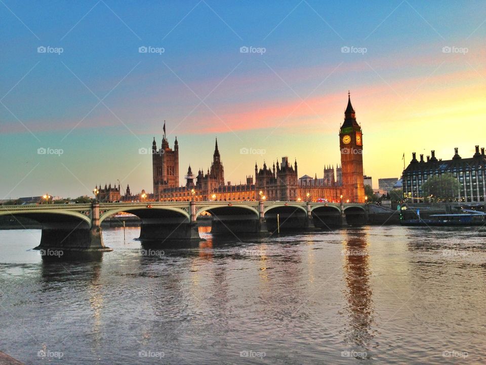 View of a Big Ben in London during a sunset