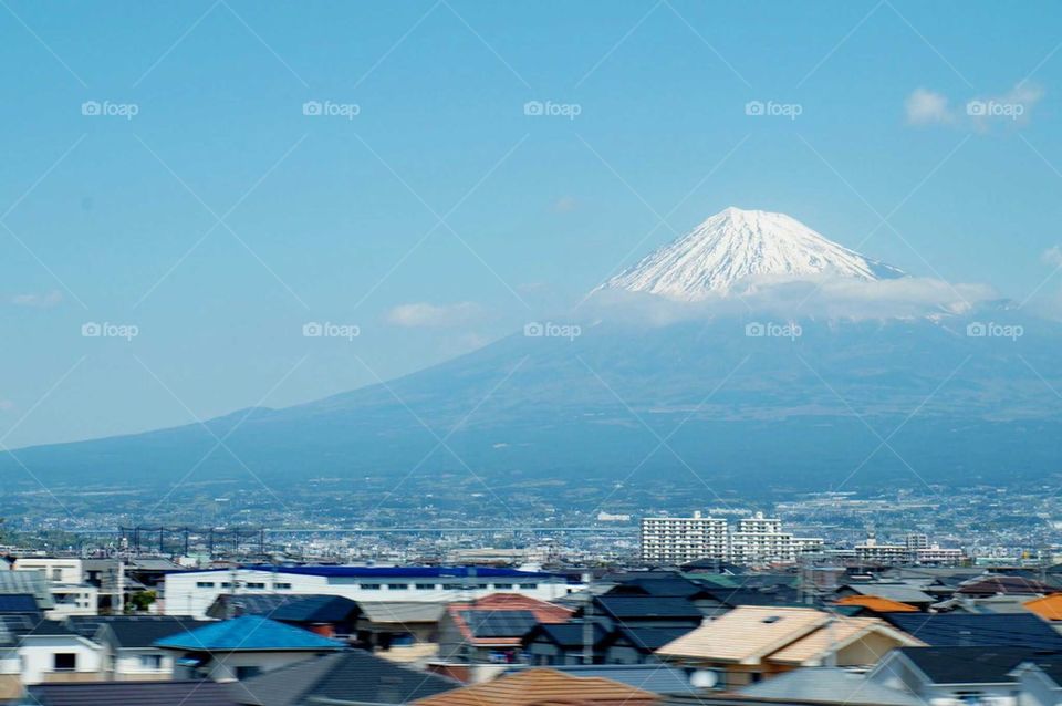 Fujiyama view from a bullet train 