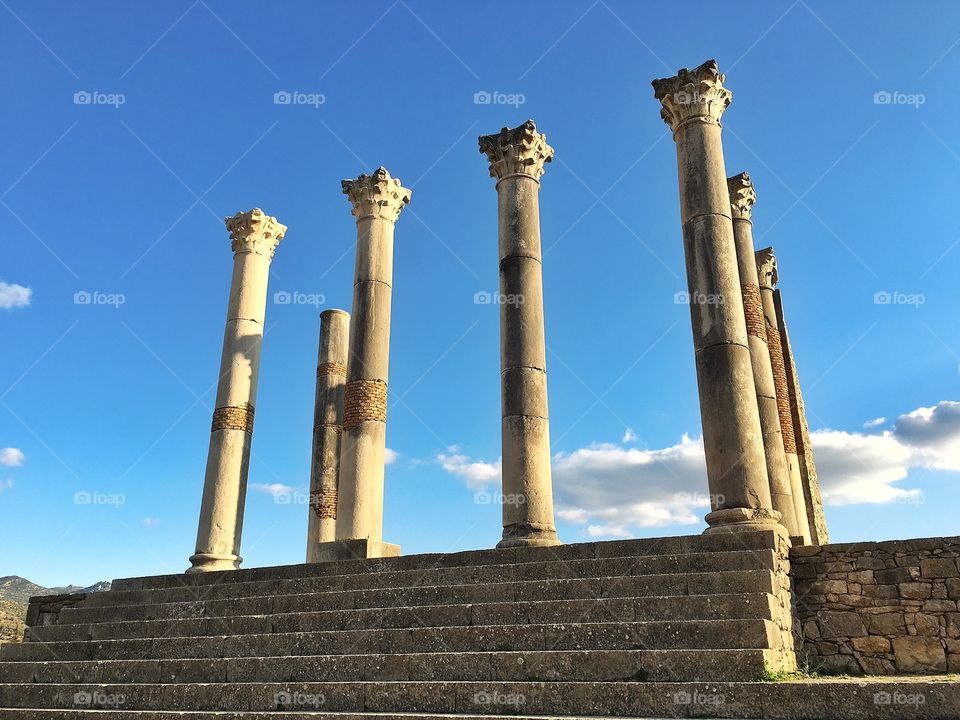 Sunsets upon the  ancient ruins of Volubilis morocco