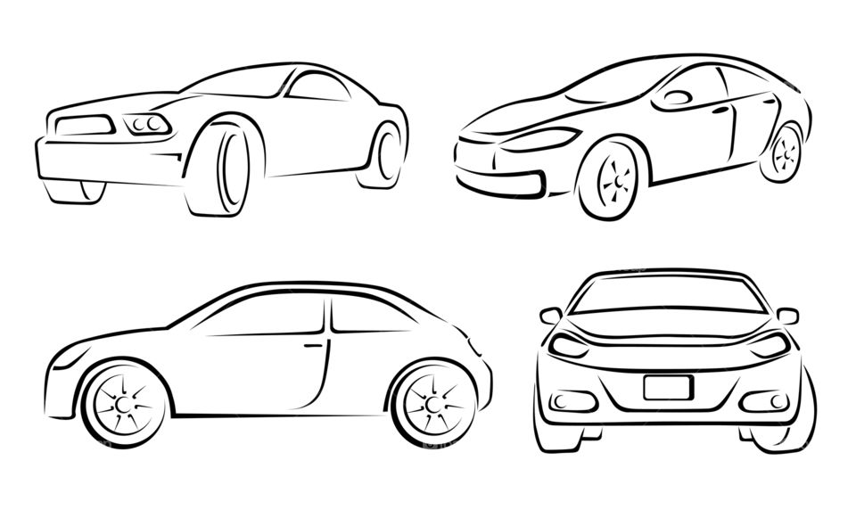 Four car stylized illustrations