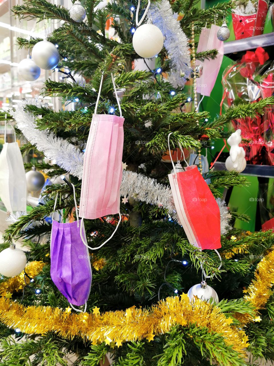 Masks on the christmas tree