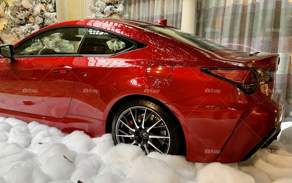 Shiny, red Lexus F model