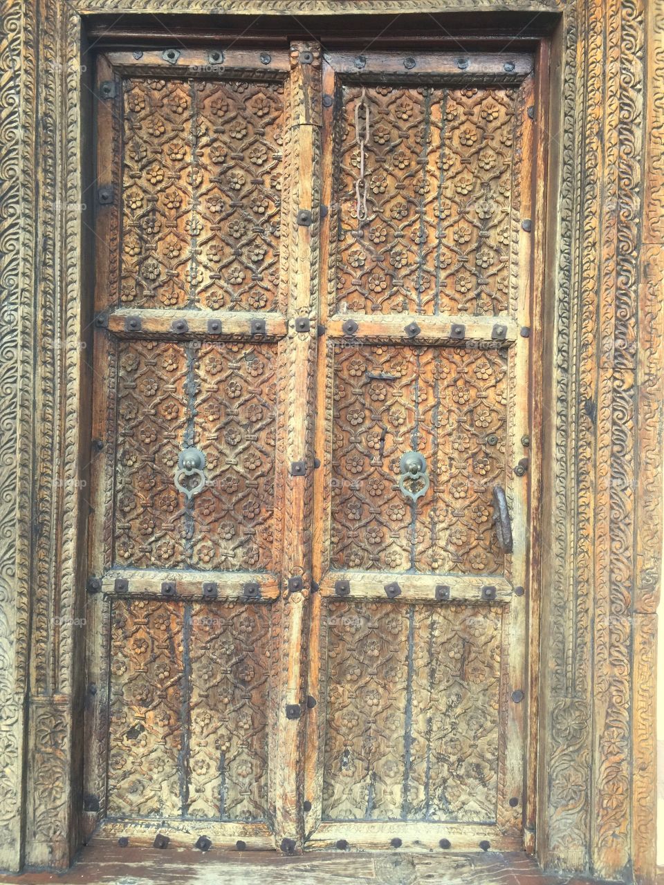 Indonesian door with wood carving