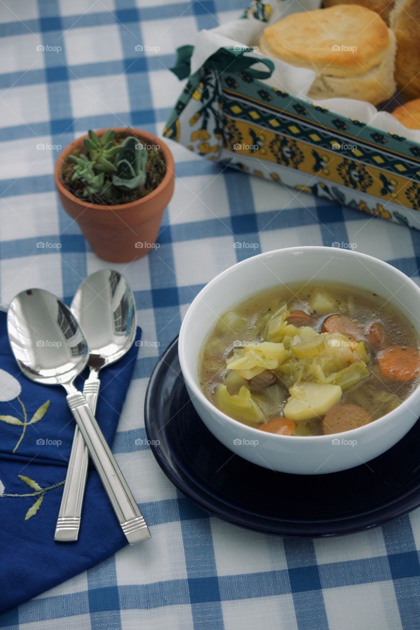 Polish cabbage and sausage soup