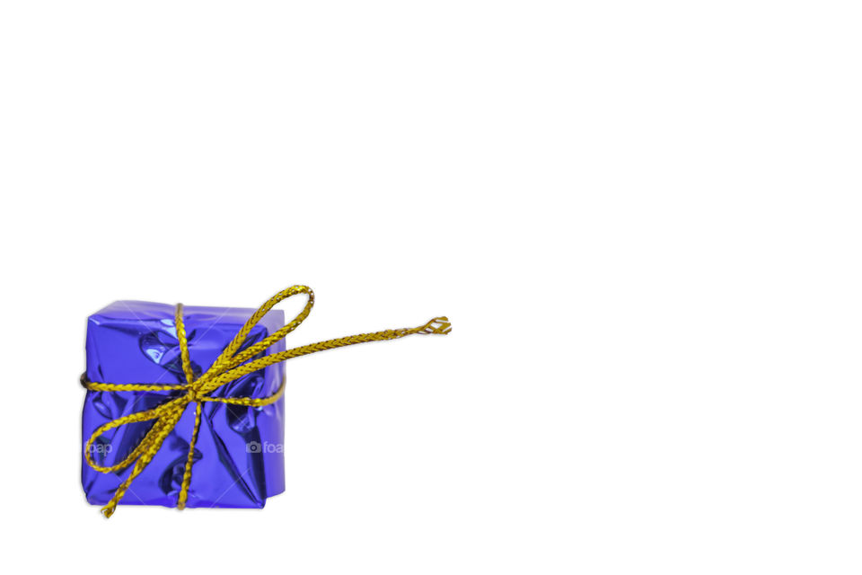 Isolated Gift box blue for the festivities on a white background with clipping path.