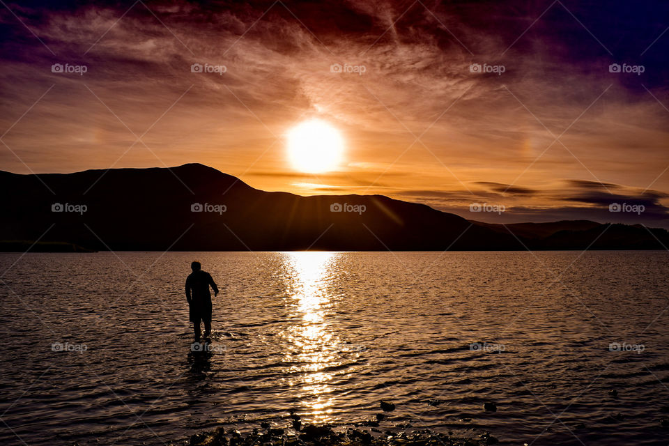 Silhouette of mountain during dusk