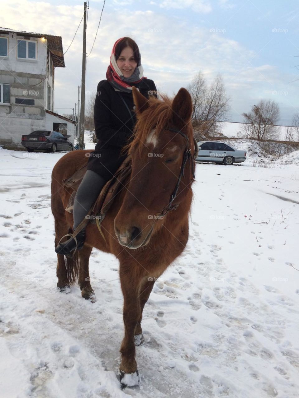 Winter horse riding