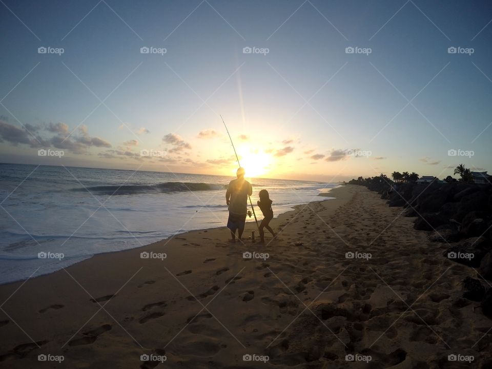 Hawaii native father and daughter fishing! 