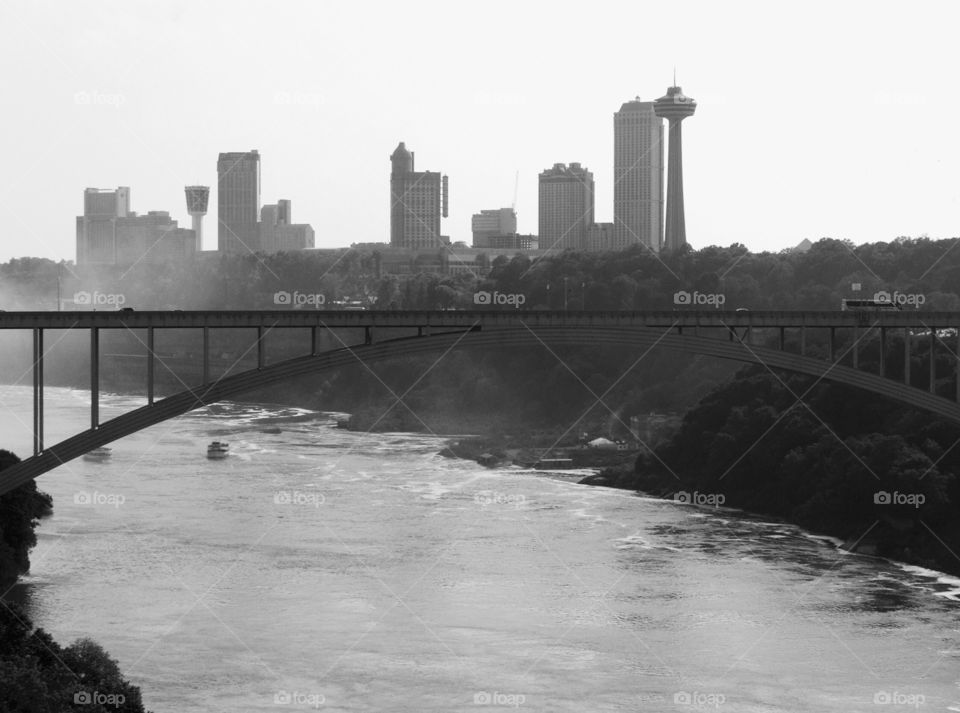 Bridging the gap . The border bridge from the USA to Canada.