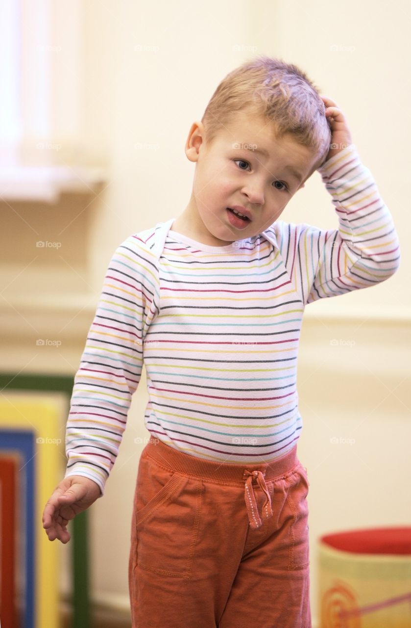 Education. a little boy thinking