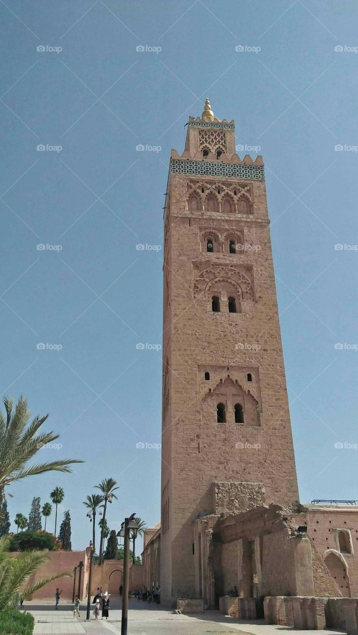 Beautiful architecture:  minaret of kotoubia  mosque at marrakech city in Morocco.