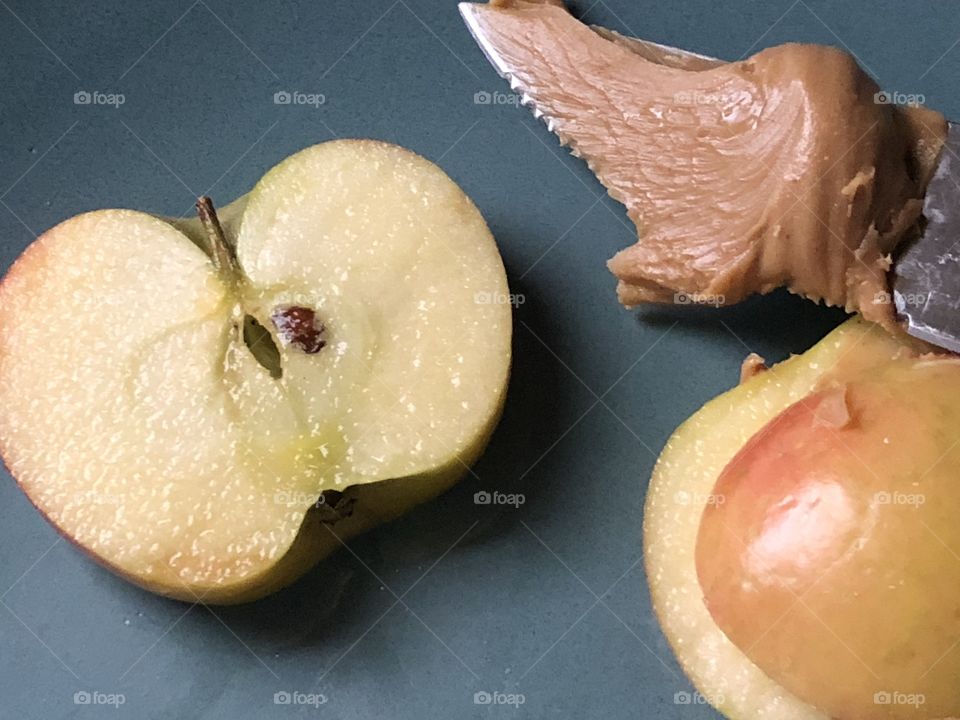 Apple and peanut butter snack I’m making for squirrels